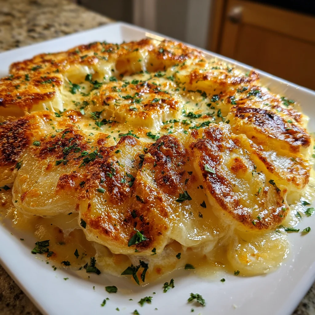Scalloped Potatoes with Three Cheeses – Creamy, Golden & Irresistibly Cheesy!