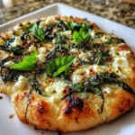 Greek Roasted Garlic Spinach White Pizza – Creamy, Garlicky & Mediterranean-Inspired!