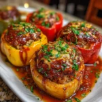 Smoky BBQ Meatloaf Stuffed Peppers – Bold, Saucy & Packed with Flavor!