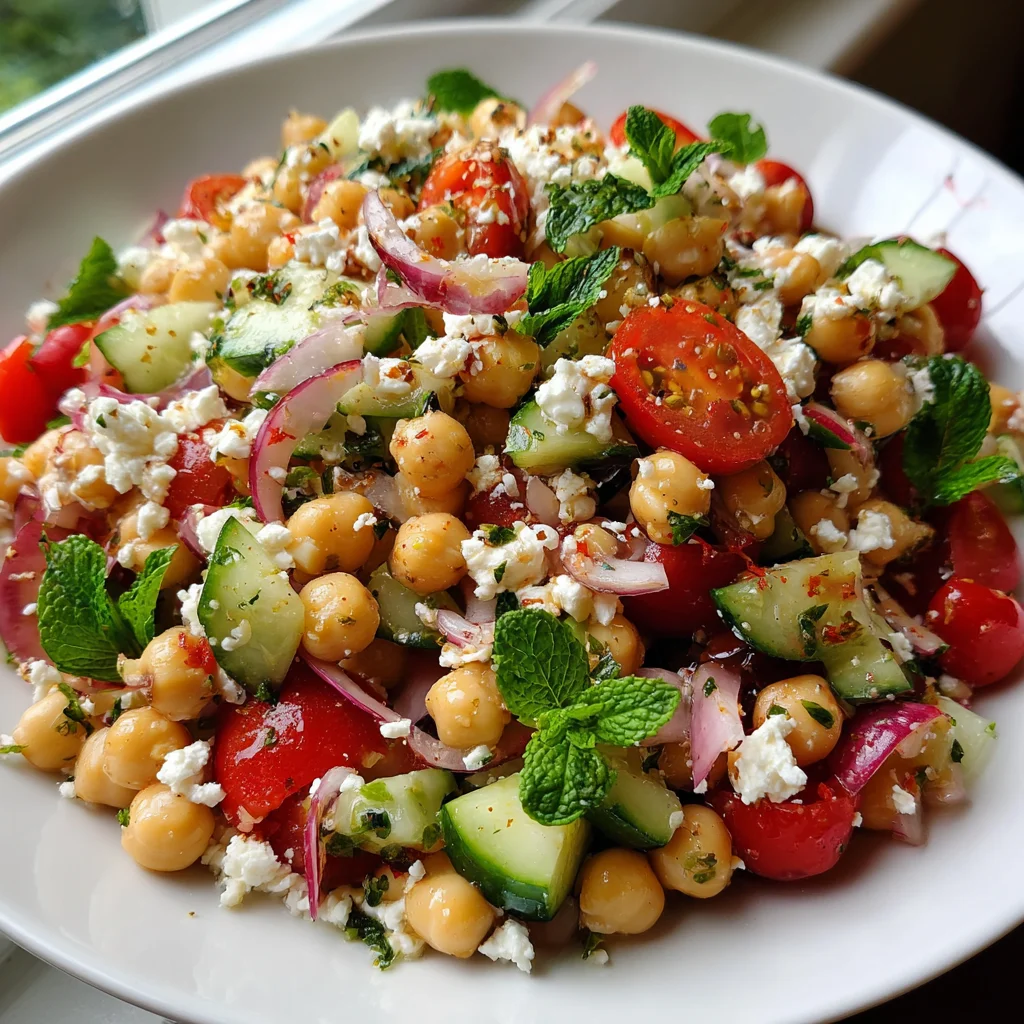 Mediterranean Chickpea Feta Salad – Fresh, Zesty & Bursting with Flavor!