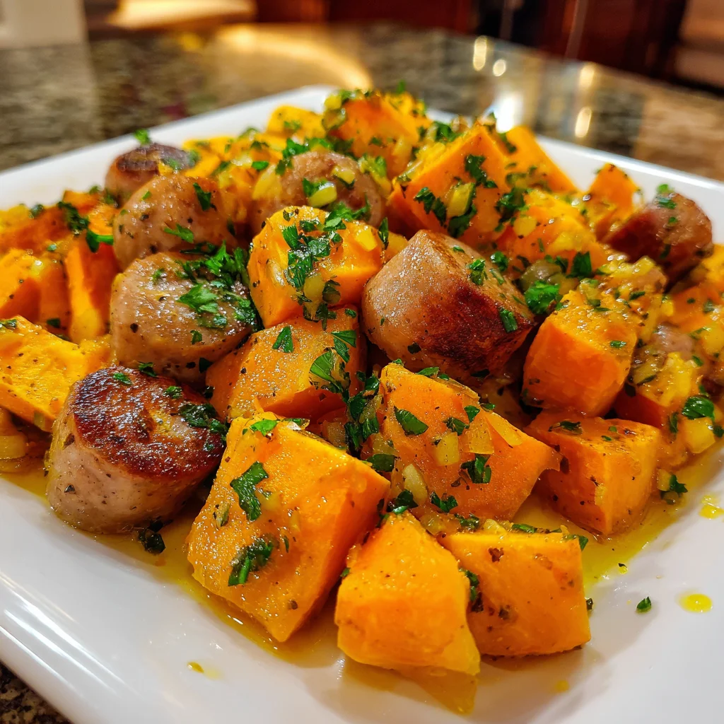 Sausage and Sweet Potatoes with Honey Garlic Sauce – Sweet, Savory & Incredibly Satisfying!