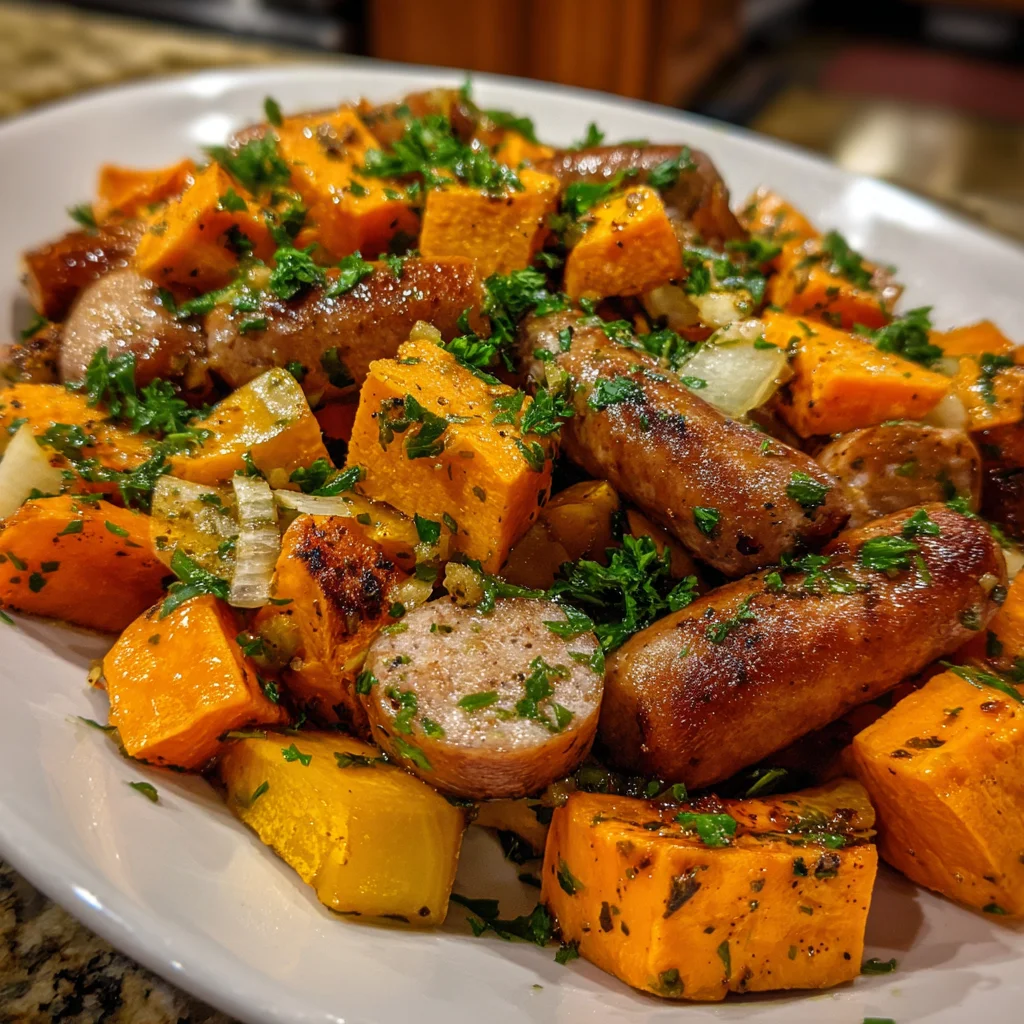 Sausage and Sweet Potatoes with Honey Garlic Sauce – Sweet, Savory & Incredibly Satisfying!