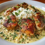Creamy Smothered Chicken and Rice Delight – Rich, Comforting & Full of Flavor!