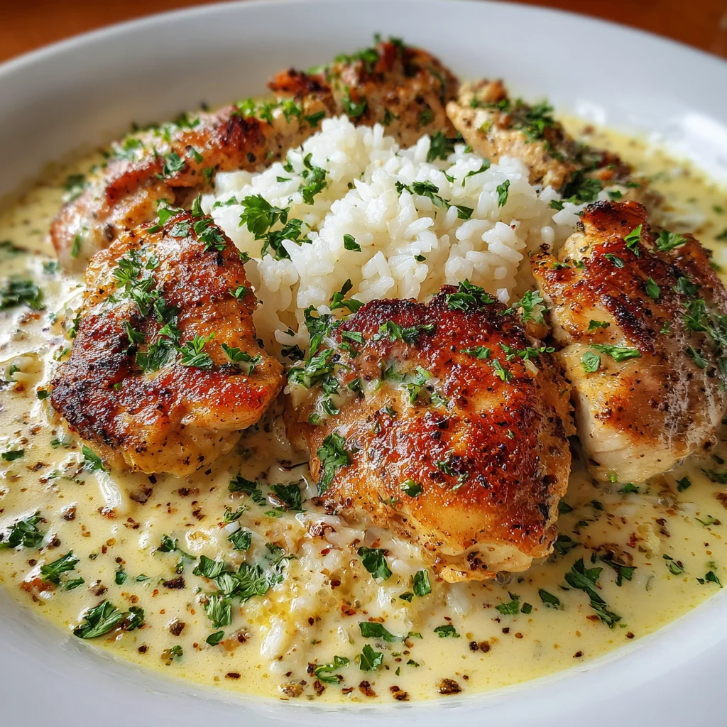 Creamy Smothered Chicken and Rice Delight – Rich, Comforting & Full of Flavor!