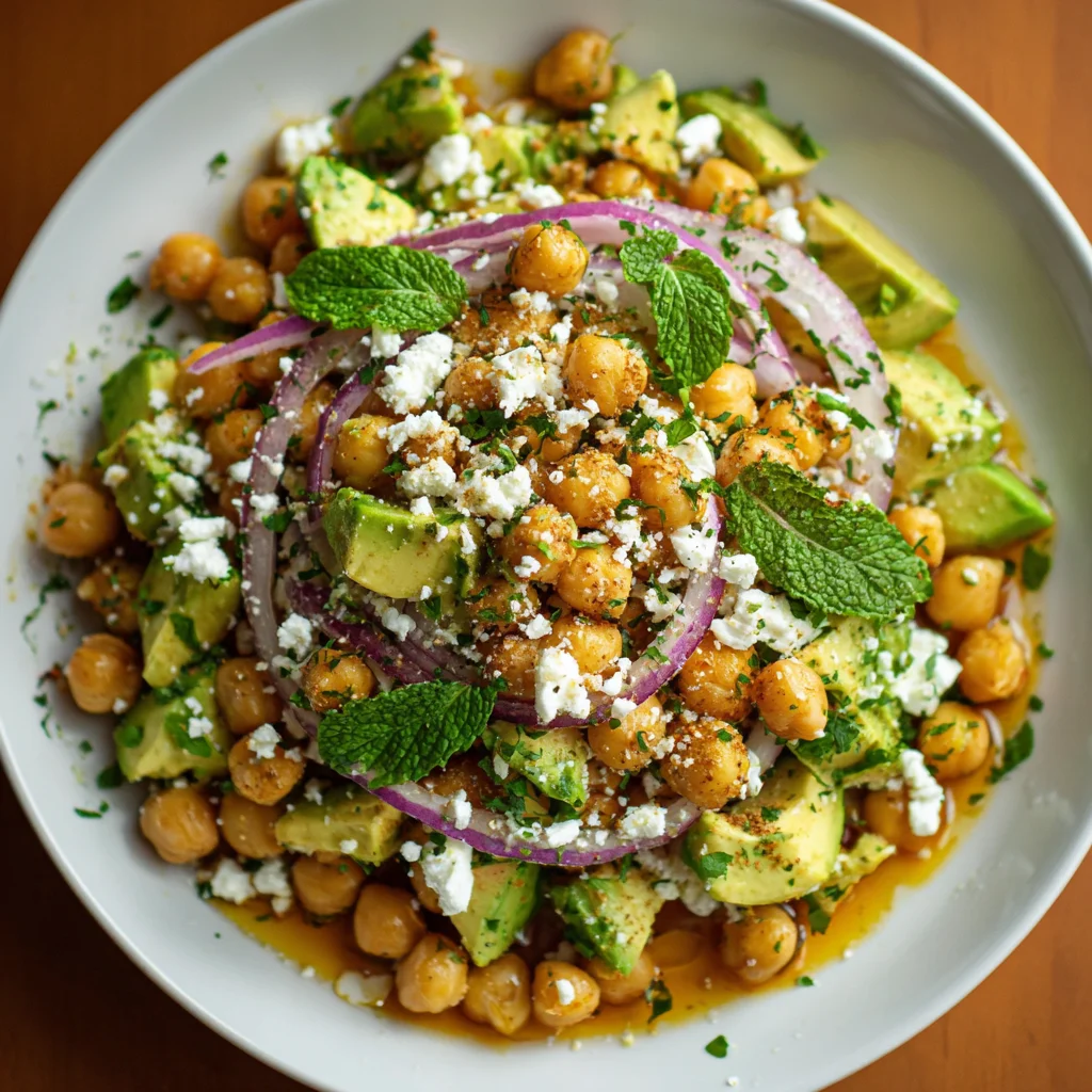 Chickpea Feta Avocado Salad – Creamy, Fresh & Full of Mediterranean Goodness!