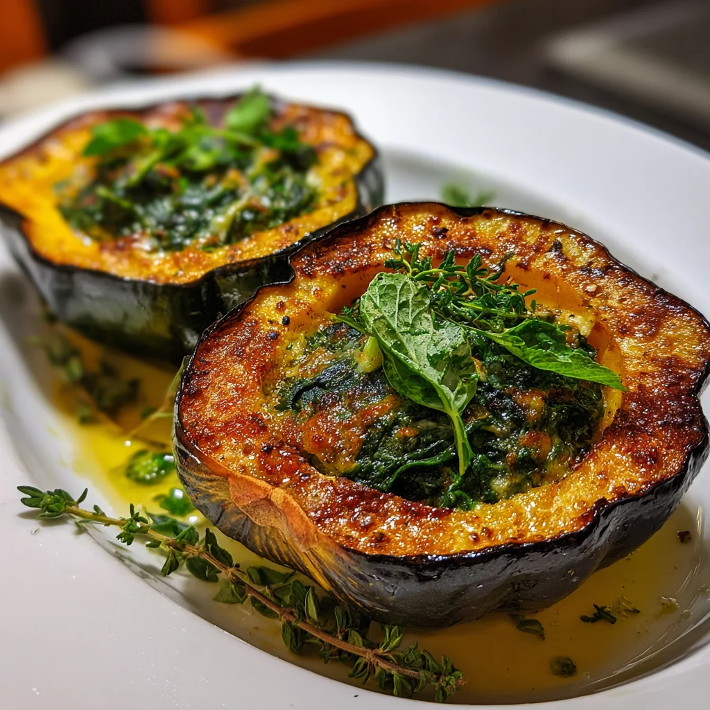 Stuffed Acorn Squash with Spinach & Cheese – A Cozy Fall Favorite