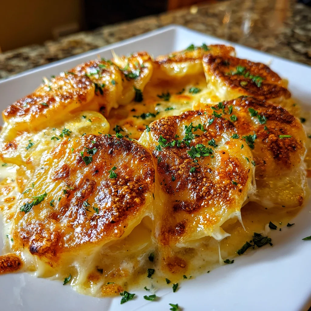 Scalloped Potatoes with Three Cheeses – Creamy, Golden & Irresistibly Cheesy!