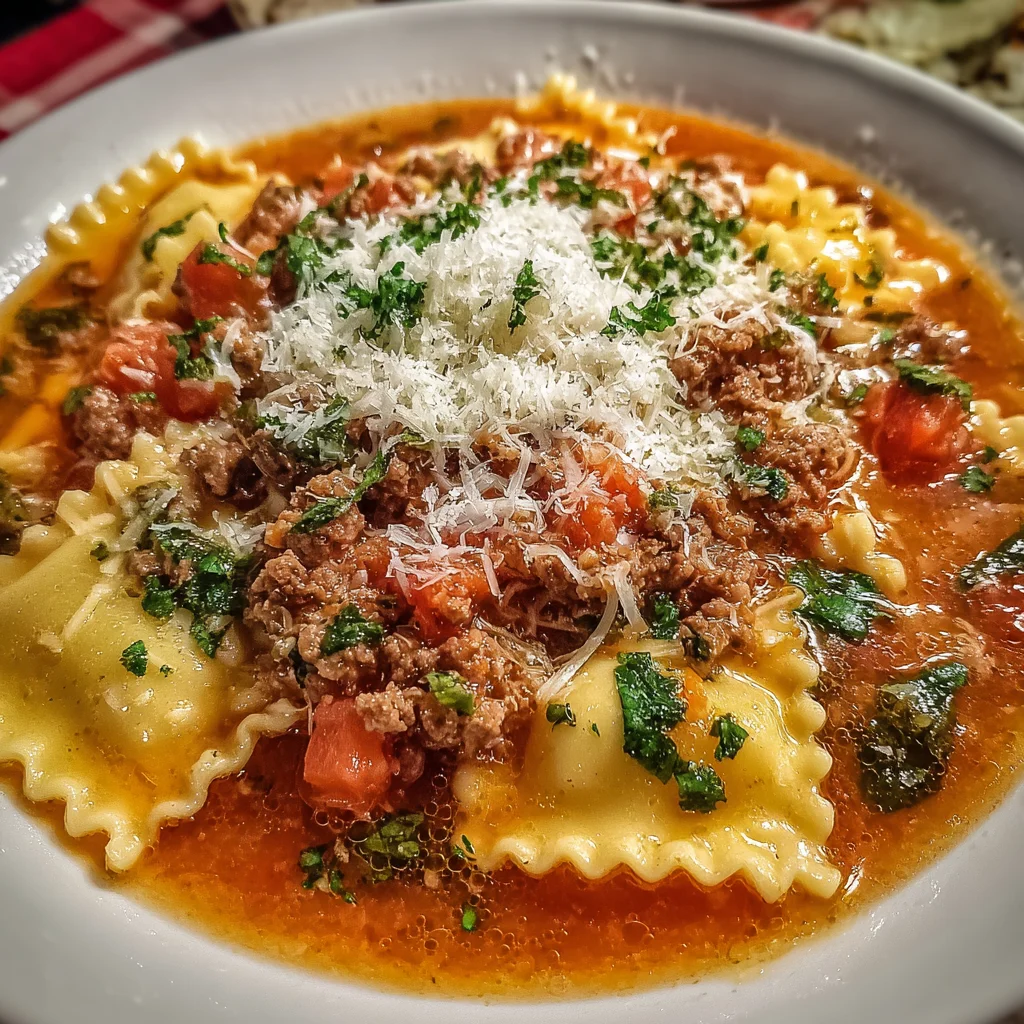 Mouthwatering One Pot Lasagna Soup – Hearty, Cheesy & Comfort in a Bowl!