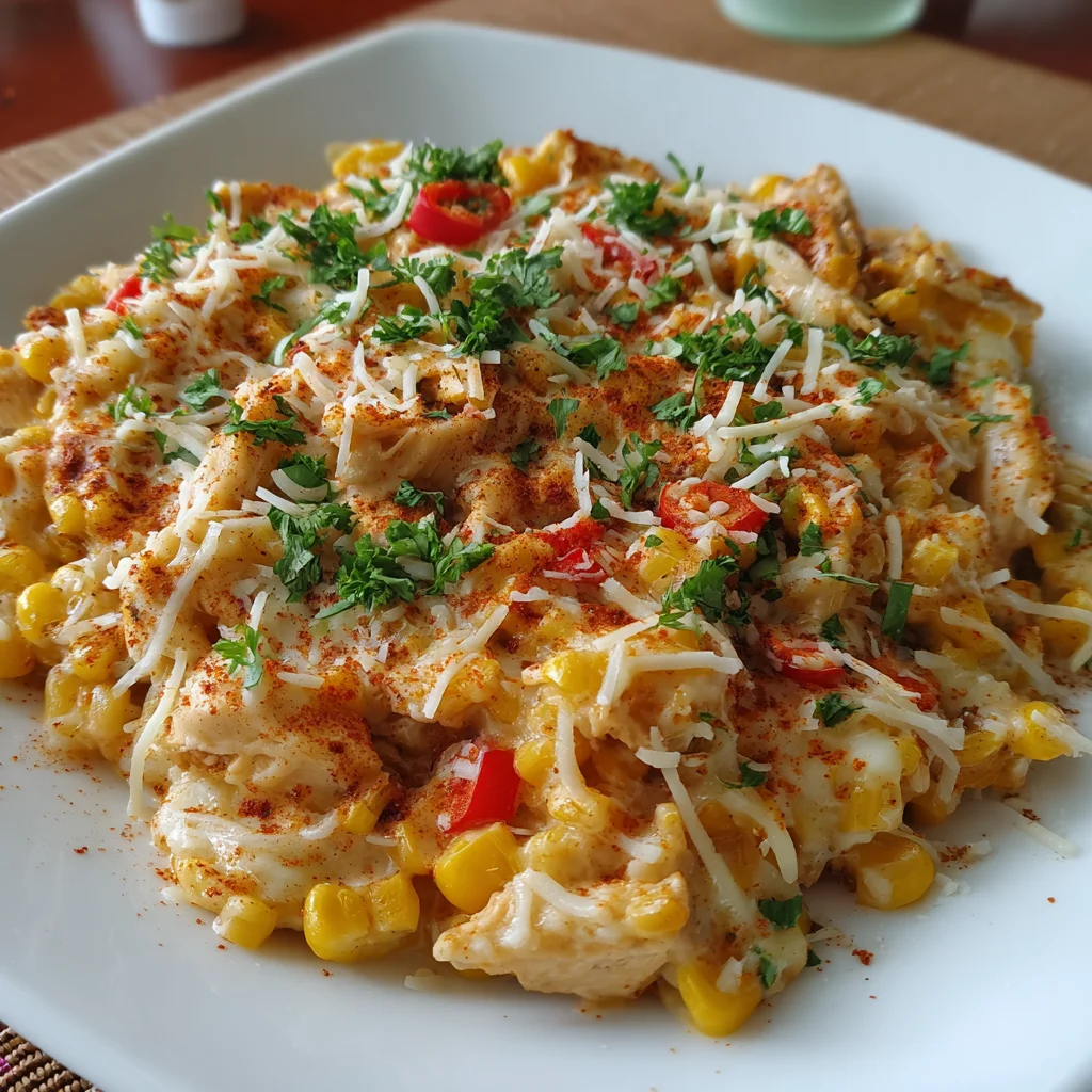 Street Corn Chicken Casserole – Creamy, Cheesy & Bursting with Bold Flavor!