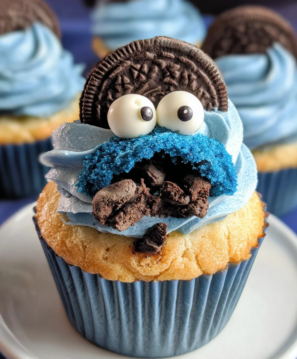 Cookie Monster Oreo Cupcakes – Fun, Blue & Loaded with Cookie Goodness!