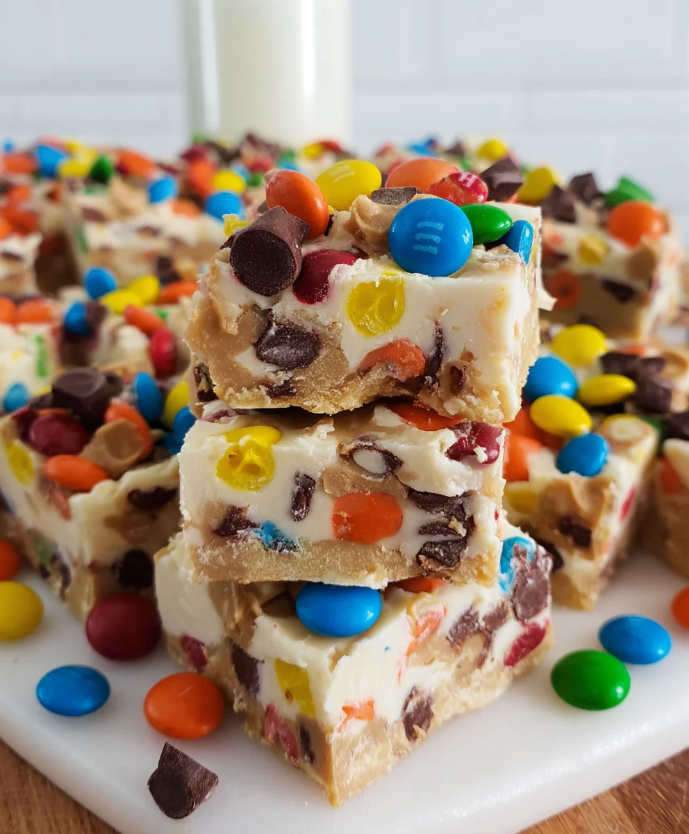 Monster Cookie Dough Fudge – Thick, Chewy & Loaded with Candy Fun!