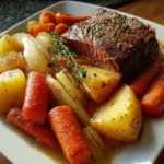 Hearty Slow-Cooked Pot Roast with Vegetables – Fall-Apart Tender & Deeply Savory!