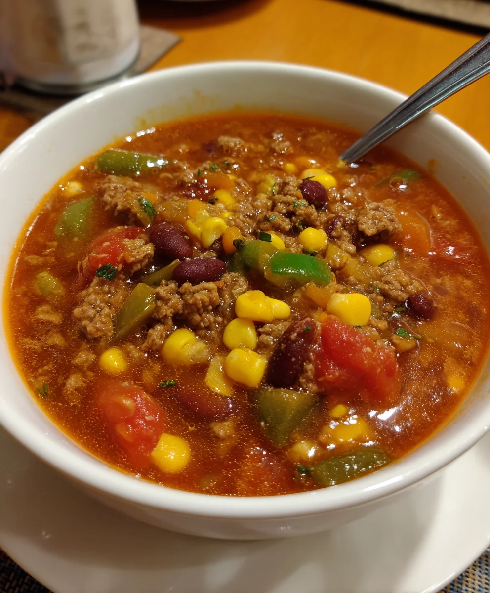 Taco Soup With Seasoned Beef – Hearty, Cozy & Packed With Bold Flavor!