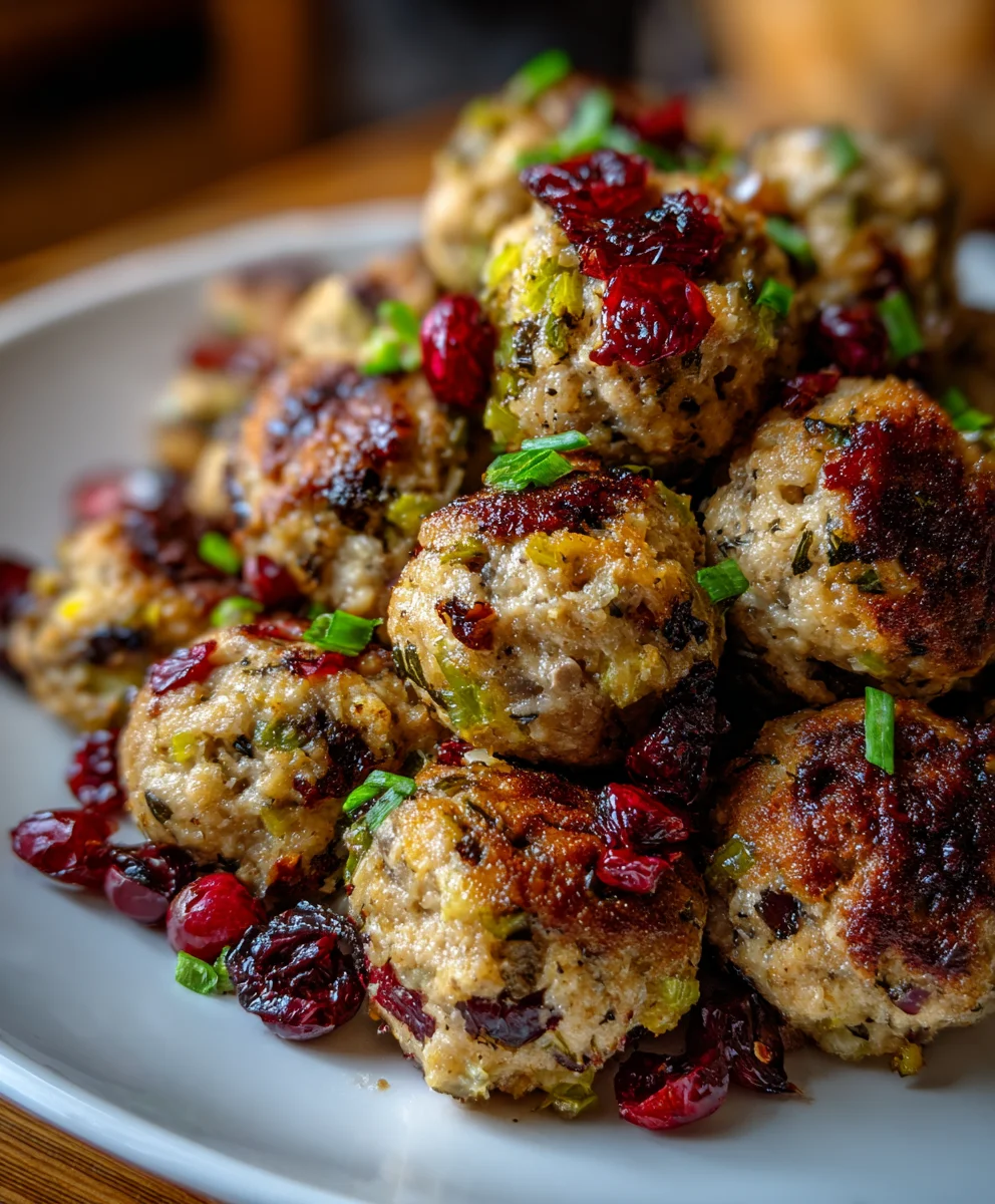 Cranberry Turkey Stuffing Balls – Savory, Juicy & Bursting with Holiday Flavor!