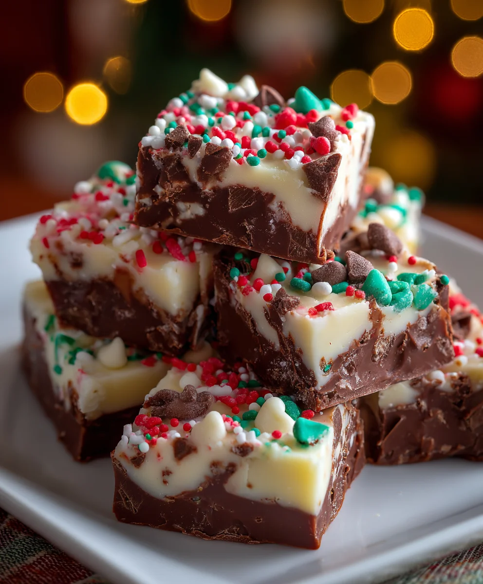 Easy Christmas Fudge with Sprinkles – Creamy, Festive & Foolproof Holiday Magic!