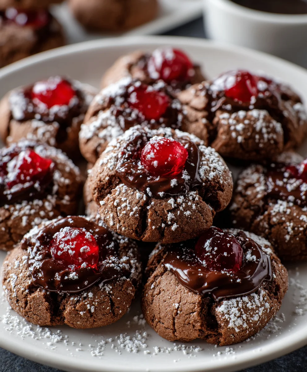 Chocolate Cherry Thumbprint Cookies – Rich, Festive & Cherry-Filled Delight!