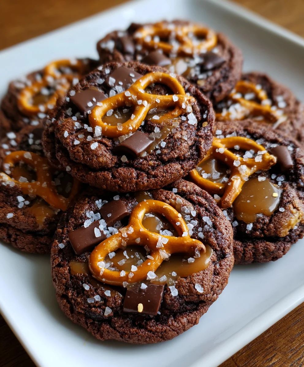 Chocolate Salted Caramel Pretzel Cookies – Gooey, Crunchy & Sweet–Salty Perfection!