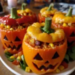 Vegan Jack-o'-Lantern Peppers – Spooky, Savory & Full of Flavorful Goodness!