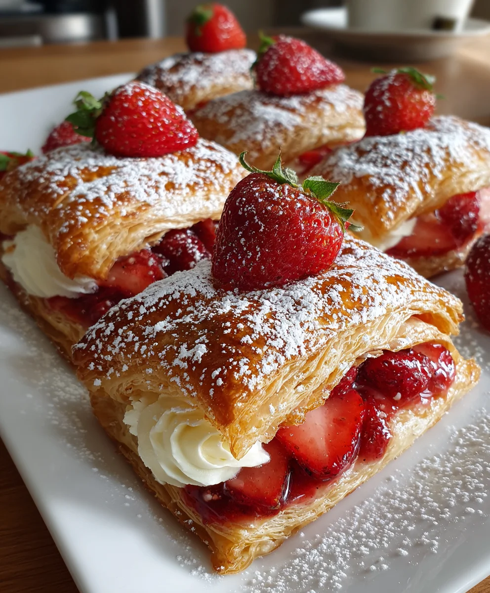 Strawberry Flaky Puff Pastry – Light, Crispy & Bursting with Fresh Berry Sweetness!