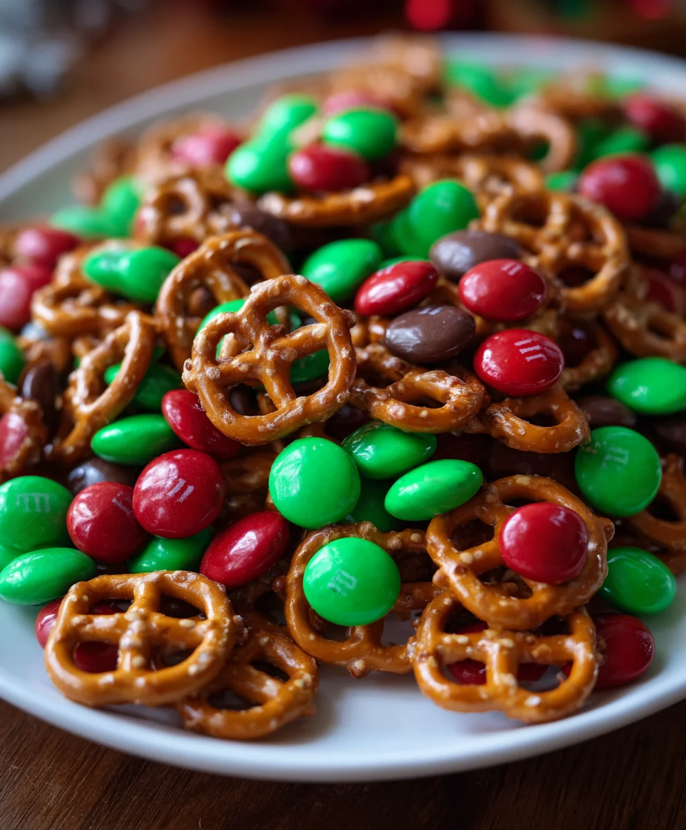 Mint M&M Christmas Pretzels with Hugs – Sweet, Minty & Festively Crunchy!