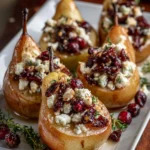 Baked Pears with Feta, Honey & Cranberries – Sweet, Savory & Elegantly Cozy!
