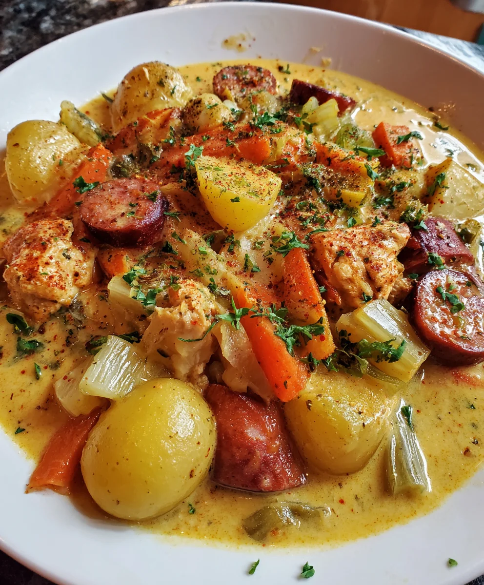 Creamy Chicken Sausage Stew – Hearty, Cozy & Bursting with Comfort!