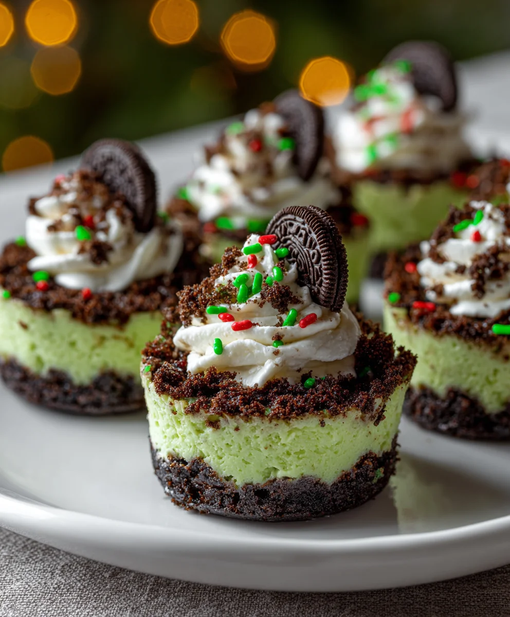 Grinch Mini Cheesecakes – Sweet, Creamy & Mischievously Festive!