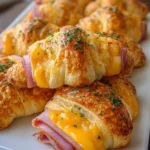 Ham Cheddar Crescent Roll-Ups – Flaky, Cheesy & Perfectly Comforting!