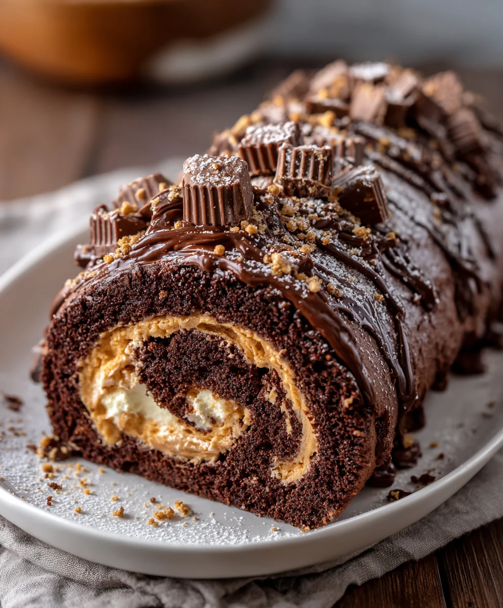 Peanut Butter Cup Chocolate Roll – Rich, Decadent & Loaded with Chocolate Bliss!