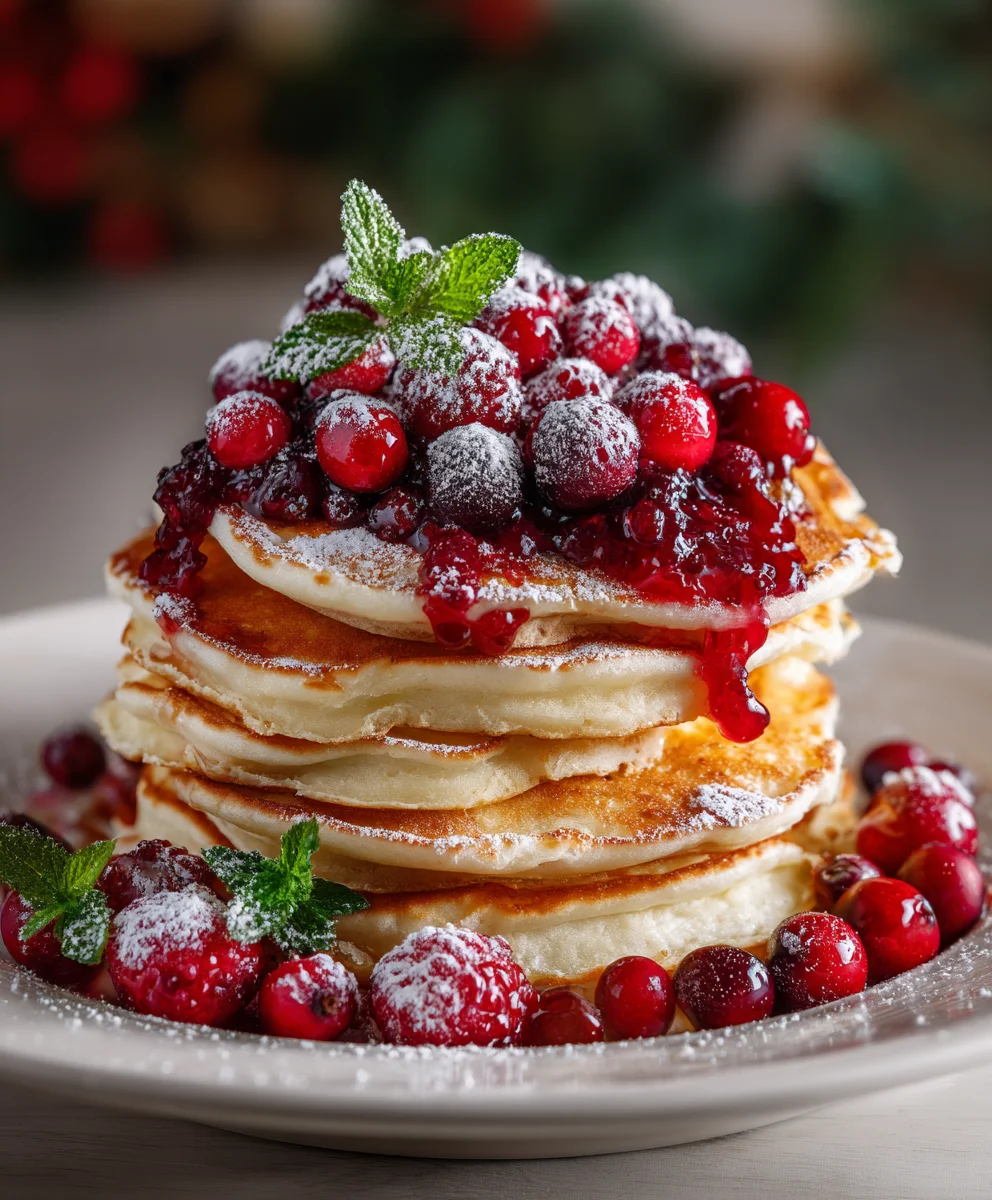 Pancake Stack Berry Holly – Festive, Fluffy & Bursting with Berry Joy!