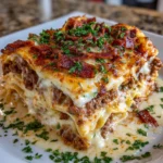 Parmesan Garlic Bacon Cheeseburger Lasagna – Cheesy, Savory & Ultimate Comfort Food!