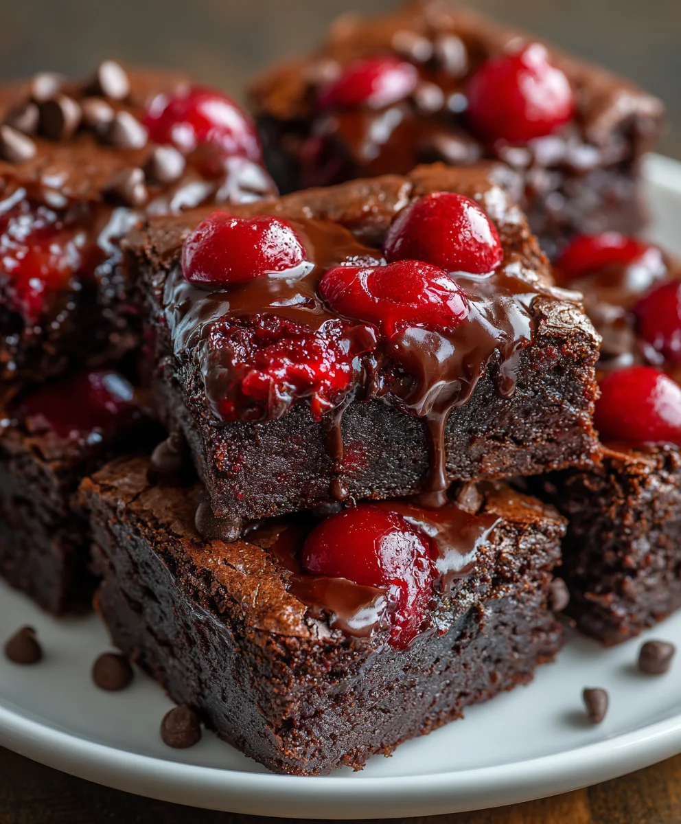 Fudgy Cherry Brownies with Ganache – Rich, Decadent & Bursting with Cherry Bliss!