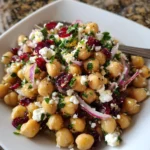 Feta and Cranberry Chickpea Salad with Lemon Vinaigrette – Fresh, Zesty & Perfectly Balanced!