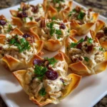 Crispy Cranberry Pecan Chicken Salad Wonton Cups – Crunchy, Creamy & Perfectly Festive!