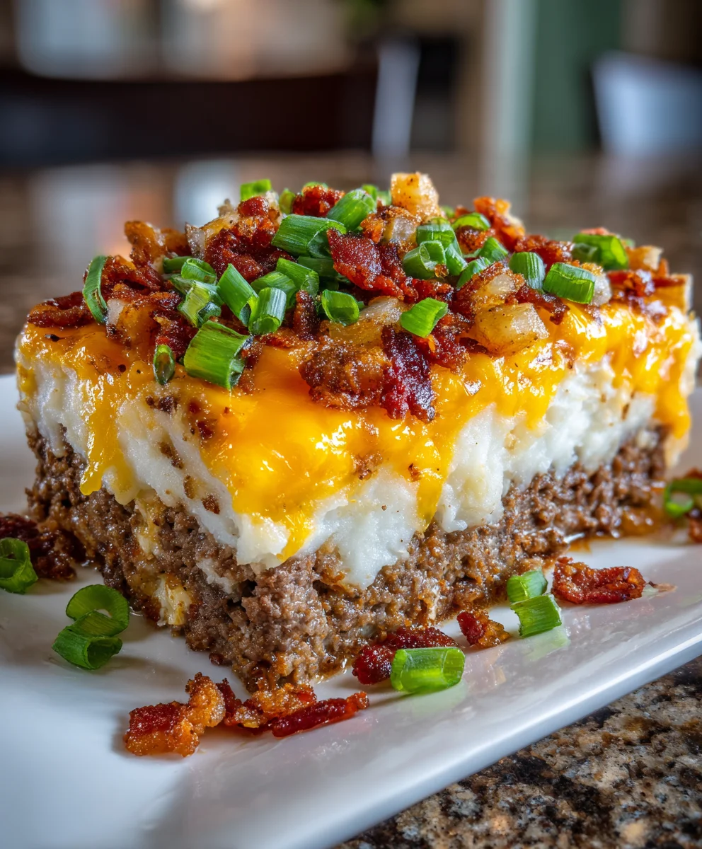 Loaded Potato Meatloaf Casserole – Hearty, Cheesy & Ultimate Comfort Food!