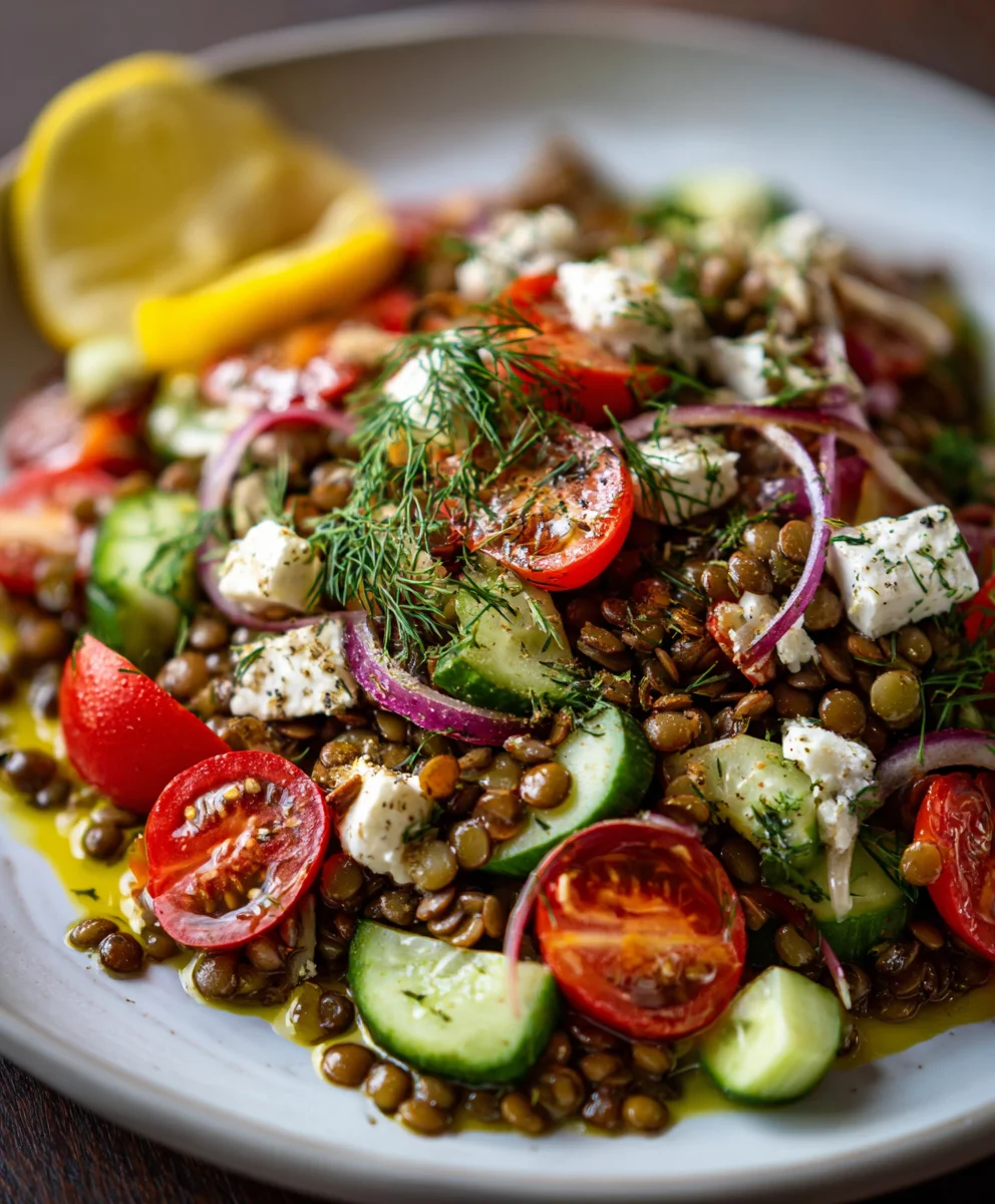 Mediterranean Lentil Salad with Lemon Dill Dressing – Fresh, Zesty & Protein-Packed Goodness!