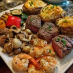Steak, Shrimp & Mushroom Loaded Baked Potatoes – Savory, Decadent & Steakhouse-Level Indulgence!