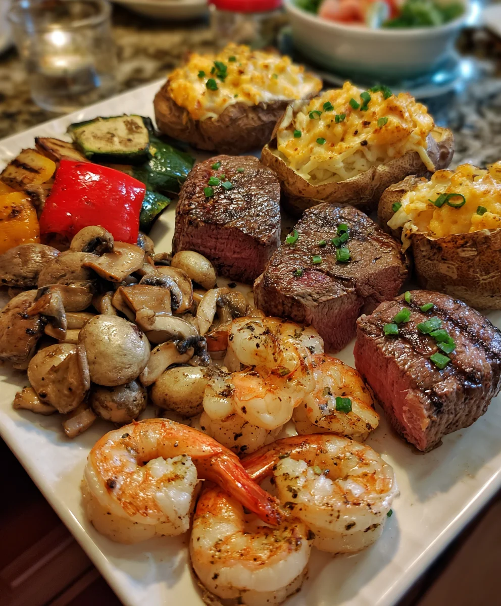 Steak, Shrimp & Mushroom Loaded Baked Potatoes – Savory, Decadent & Steakhouse-Level Indulgence!