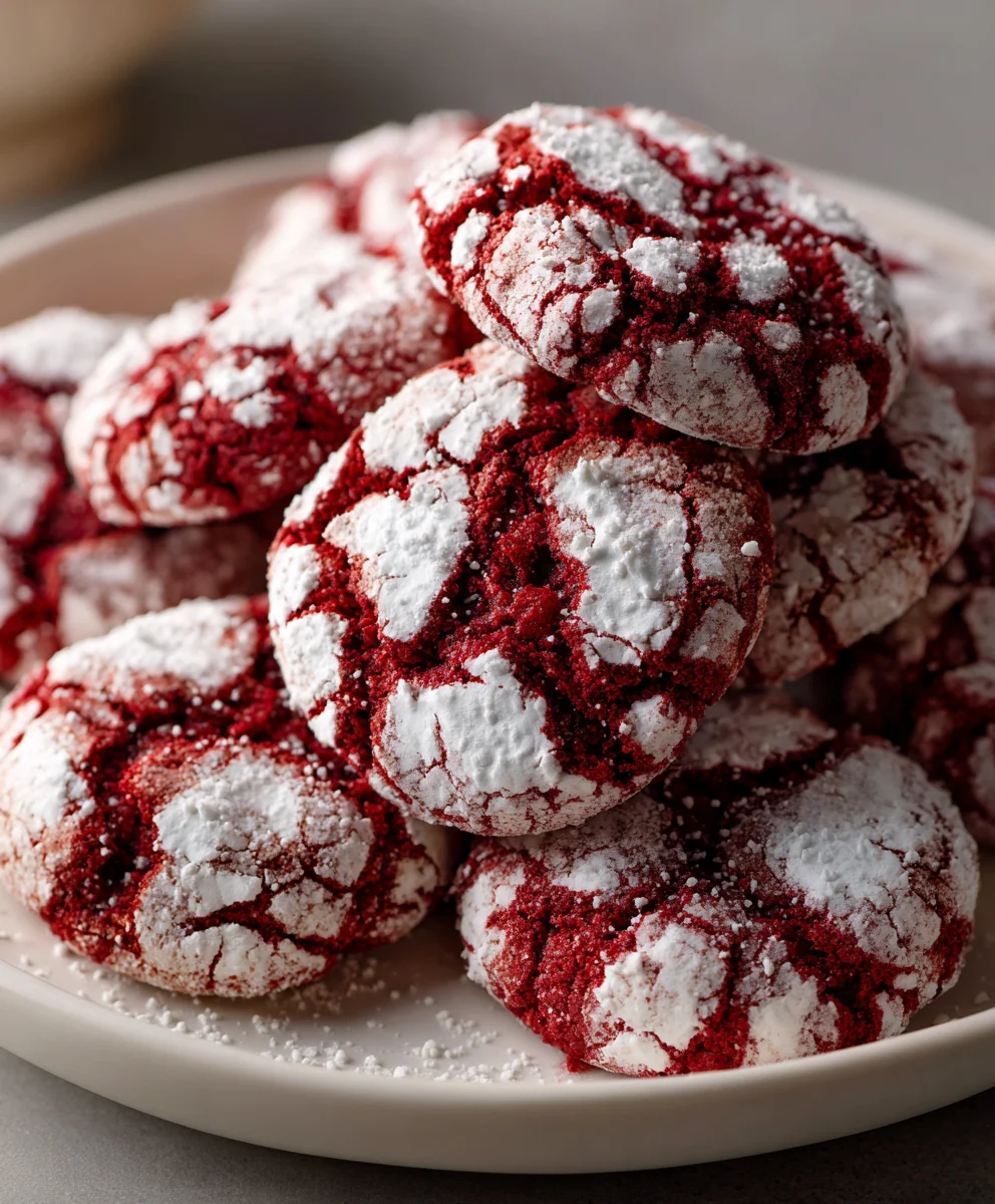 Red Velvet Crinkle Cookies – Soft, Fudgy & Dusted with Snowy Sweetness!