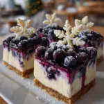 Christmas Snowflake Blueberry Cheesecake Bars – Creamy, Festive & Dusted with Holiday Magic!