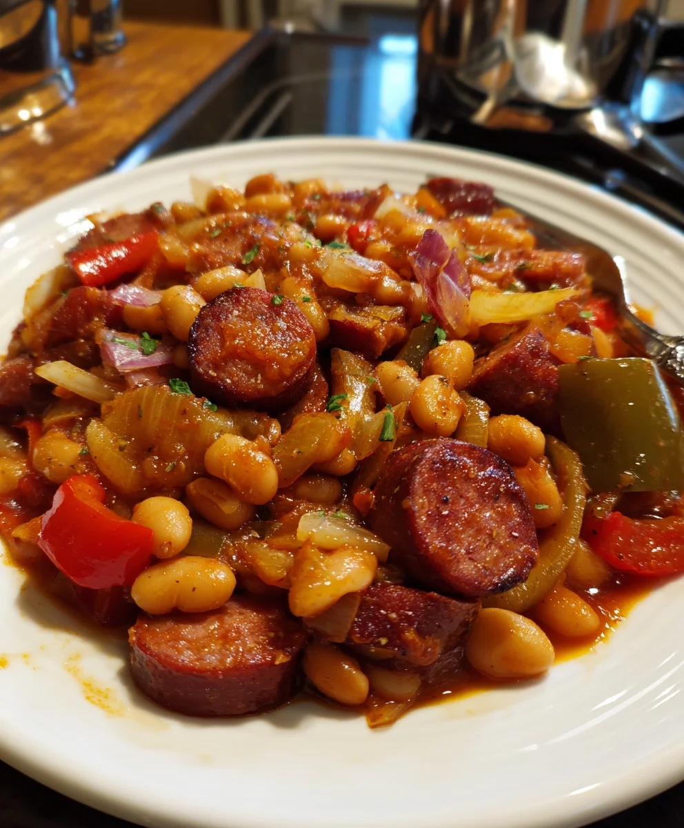 Crockpot Cowboy Beans with Kielbasa – Smoky, Hearty & Packed with Southern Flavor!