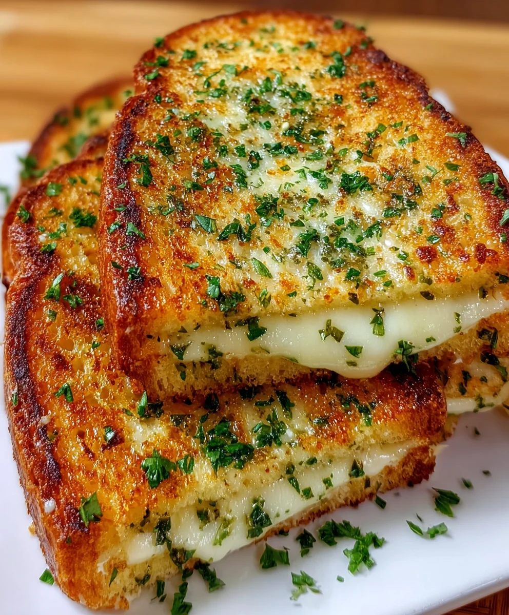 Garlic Bread Grilled Cheese – Crispy, Buttery & Ultra-Cheesy!