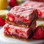 Strawberry Brownies with Lemon Glaze – Fudgy, Bright & Irresistibly Sweet!