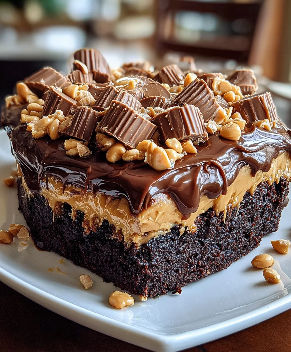 Chocolate Peanut Butter Poke Cake – Rich, Gooey & Loaded with Chocolatey Bliss!
