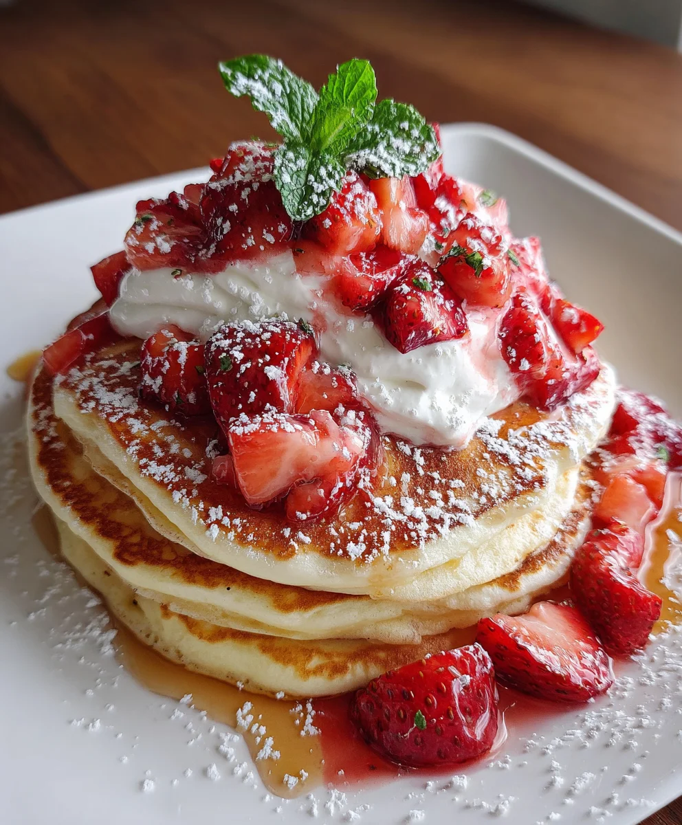 Fluffy Strawberry Cheesecake Pancakes – Sweet, Creamy & Breakfast Bliss