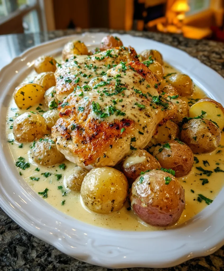 Crockpot Garlic Parmesan Chicken and Potatoes – Creamy, Savory & Comfort-Food Easy!
