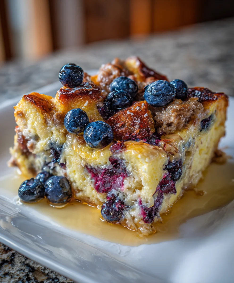Blueberry Sausage Pancake Casserole – Sweet, Savory & Breakfast-Perfect!