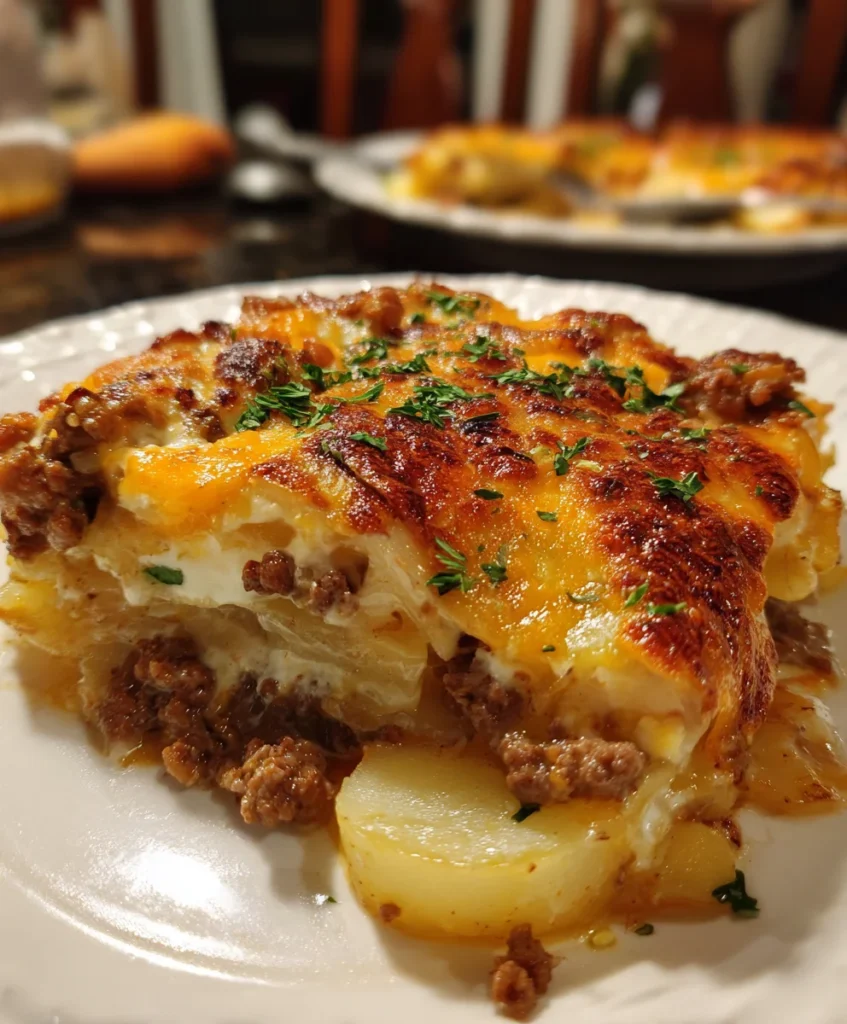 Cowboy Beef & Potato Casserole – Hearty, Cheesy & Loaded with Bold Flavor!