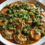 Oven-Baked Dumplings with Peanut Sauce – Crispy, Savory & Irresistibly Addictive!