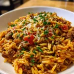 One-Pan Ground Beef Orzo Bake – Hearty, Cheesy & Weeknight-Perfect!